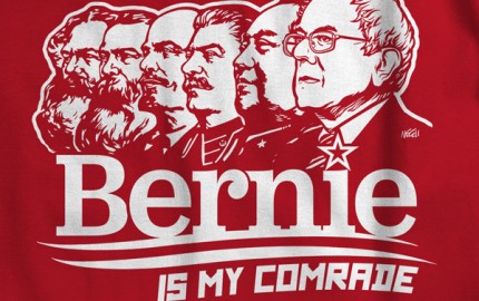 From left to right: Karl Marx, Frederic Engles, Vladimir Lenin, Joseph Stalin, Mao Ze Dong, and Bernie Sanders