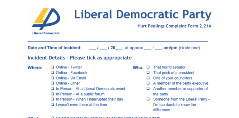Senator Releases “Hurt Feelings” Form For Butthurt Liberals