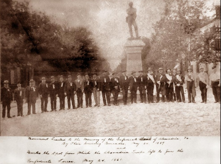 The dedication ceremony was held on May 24, 1889, and was attended by a vast crowd. It was noted that by noon of that day, a great influx of visitors had swarmed the town of Alexandria to take part in the ceremony, which was overseen by Fitzhugh Lee, who was governor of Virginia at that time. Joseph E. Johnston, former Confederate General of the Army of Tennessee, was also in attendance. The UCV foresaw the controversy that would potentially arise over the monument. Thus, they motioned in the same year to have it protected by state law. 