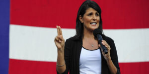 FILE - In this Aug. 26, 2013, file photo, South Carolina Republican Gov. Nikki Haley announces her candidacy for a second term in Greenville, S.C. The Democratic Party claims to be the natural home for women, but the faces of the nations governors tell another story. Democrats have just one female governor in their ranks. And the GOP, often accused of waging a war on women, boasts four, an advantage that gives Republicans a powerful tool in the broader political fight to attract women voters. (AP Photo/ Richard Shiro, File)