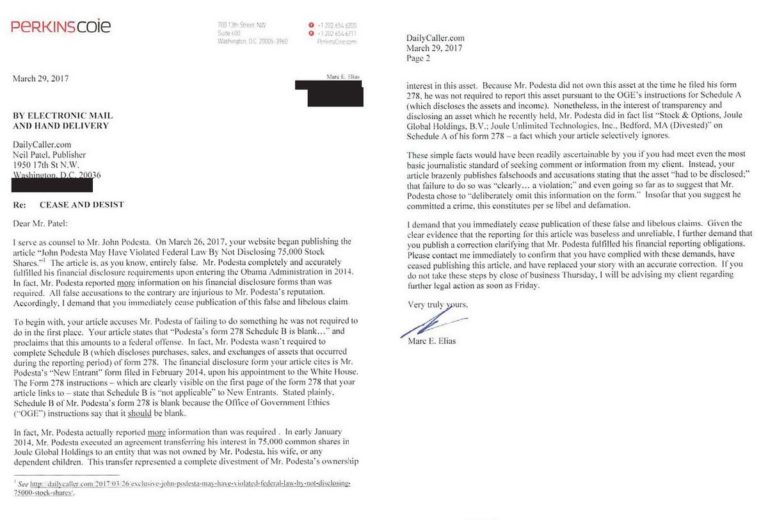 John Podesta to Daily Caller: Cease and Desist