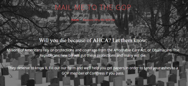 If You Die Because Of AHCA, This Group Will Help Send Your Ashes To Congress